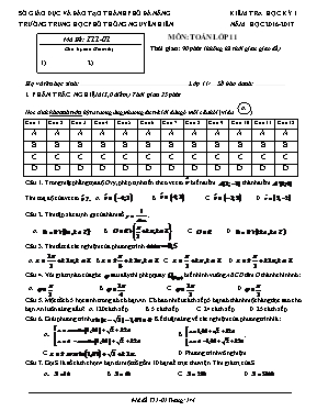 Kiểm tra học kỳ 1 môn Toán lớp 11
